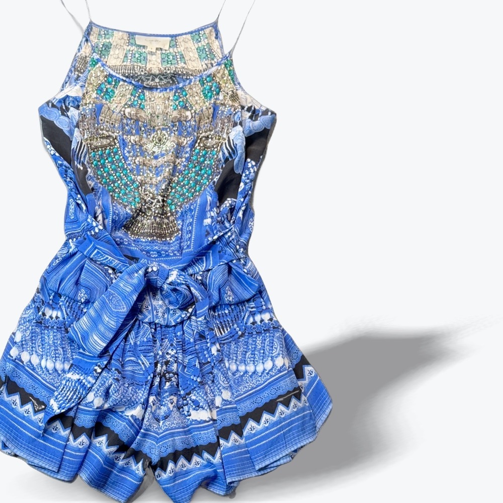 Camilla Franks A World Between the Warp Shoestring Strap Playsuit Silk US 2